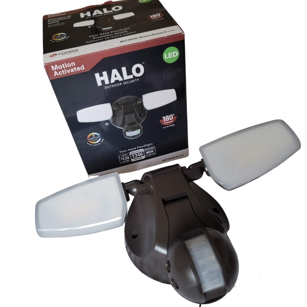 Halo Bronze Motion Activate Twin Headlight Floodlight Outdoor Security
